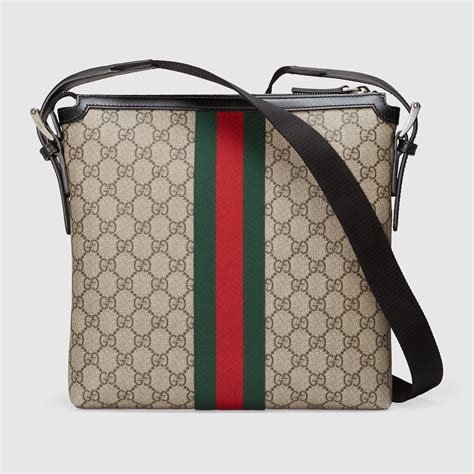 gucci web gg supreme flat messenger bag|messenger bag with interlocking g.